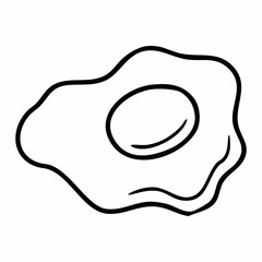 Cute cartoon fried egg line art outline drawing for coloring book