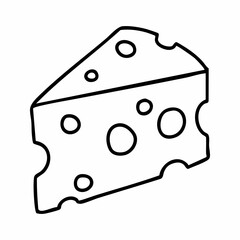 Cute cartoon cheese line art outline drawing for coloring book
