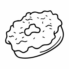 Cute cartoon donut line art outline drawing for coloring book