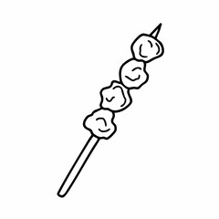 Cute cartoon Toasted meatballs line art outline drawing for coloring book