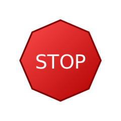Stop Sign Icon with Red Octagon with White Text