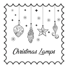 Christmas Lamps Ornaments Stamp Hand Drawn Snowflake Decor