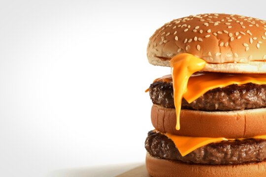 Delicious triple stack cheeseburger with melted cheese