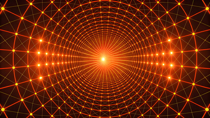 Glowing geometric grid with radiant light center creating futuristic pattern
