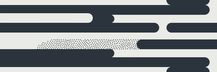 Abstract image featuring horizontal dark lines with rounded ends and a dotted pattern in the center