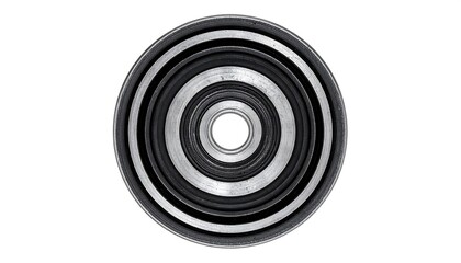 Close-up of a concentric circular pattern with alternating black and silver rings.