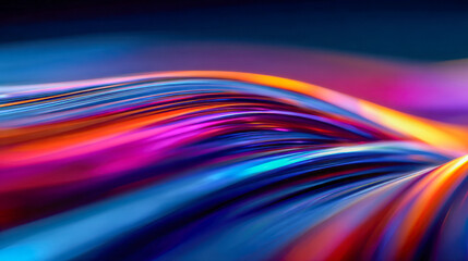 Vibrant flowing waves of multicolored light streaks creating a dynamic abstract visual with smooth gradients and glowing effects in motion