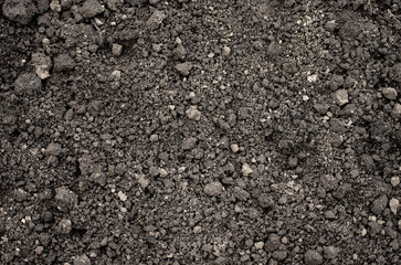 Black land for plant background. Top view.