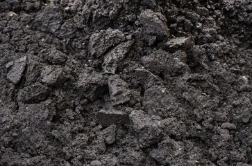 Black land for plant background. Top view.
