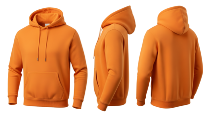 Orange hooded sweatshirt isolated on transparent background