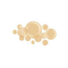 Abstract fluid spheres and bubbles in varying sizes and shades of beige and tan creating a dreamy ethereal composition on a black background