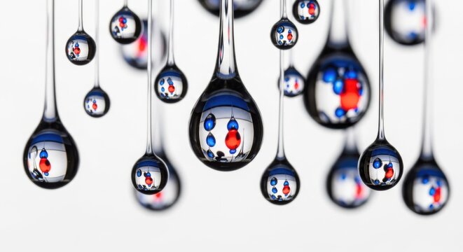 Abstract water droplets with reflected patterns for creative design and science projects