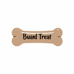 Isolated cartoon dog bone biscuit with Buard Treat text.