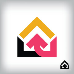 Abstract colorful real estate target logo. unique design color transitions. simple home market financing logo template.