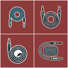 Audio cables collection with white outline Indie Music Culture