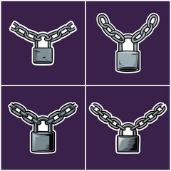 Padlock and chain set with transparent background Emo Culture