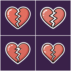 Broken hearts with white outline Emo Culture