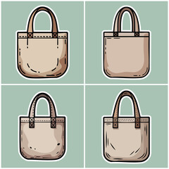Handbags set with doodle style and white outline Diy Thrift Culture