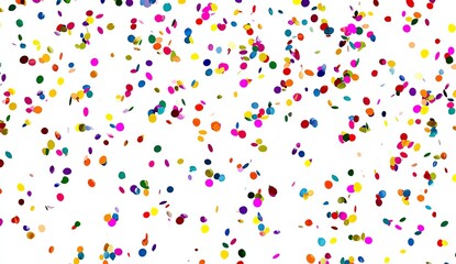 Confetti shower bright multi-colored paper dots on white background