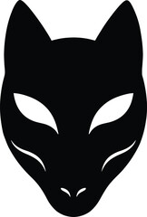 Minimalist black silhouette of a cat face against a neutral background