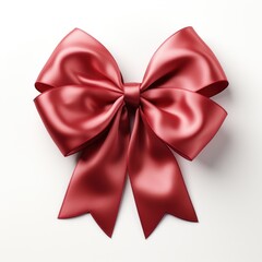 Naklejka premium Red ribbon toy white background celebration accessories.