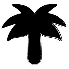 palm tree icon, brush strokes, vector illustration on white background.