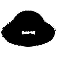 pamela hat icon, brush strokes, vector illustration on white background.
