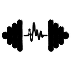 pulse icon, brush strokes, vector illustration on white background.