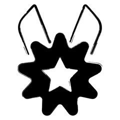 medal icon, brush strokes, vector illustration on white background.
