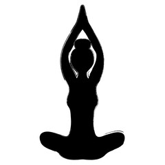 meditation icon, brush strokes, vector illustration on white background.