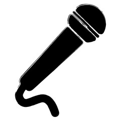 microphone icon, brush strokes, vector illustration on white background.