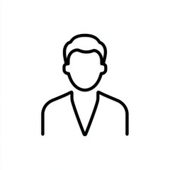 Male user icon, black outline, profile and avatar, on a white background.