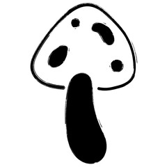 mushroom icon, brush strokes, vector illustration on white background.