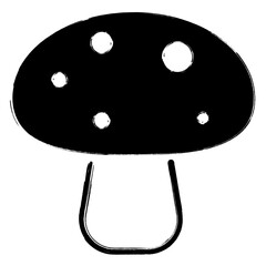 mushroom icon, brush strokes, vector illustration on white background.
