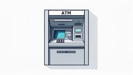Illustration of a front-facing automated teller machine on a white background