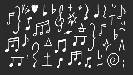 Hand-Drawn Music Doodle Icons Vector Set – Notes, Symbols & Sketch Elements