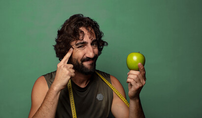 young adult bearded man. fitness and diet concept