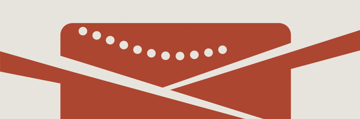 Abstract geometric design with brown shapes white dots and lines on a light background creates a modern art piece