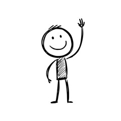 friendly man with a smile simple one line vwctor image doodle style