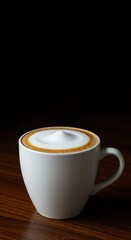 Delicious Italian coffee beverage with thick, creamy milk foam presented in a white ceramic mug, perfect for a warm morning ritual ,steam ,hot ,aroma