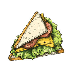 ham and cheese sandwich vector doodle style image 