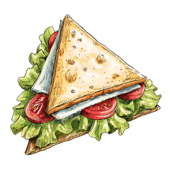 ham and cheese sandwich vector doodle style image 