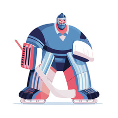 ice hockey player flat style vector image isolated on white cartoon 