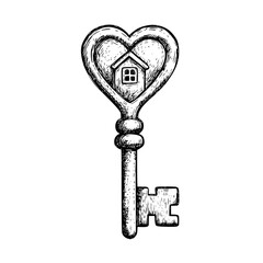 key to heart isolated on white