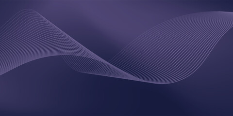 Dark abstract background with glowing wave. Shiny moving lines design element. Modern purple blue gradient flowing wave lines. Futuristic technology concept. Vector illustration