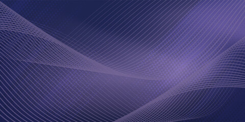 Dark abstract background with glowing wave. Shiny moving lines design element. Modern purple blue gradient flowing wave lines. Futuristic technology concept. Vector illustration