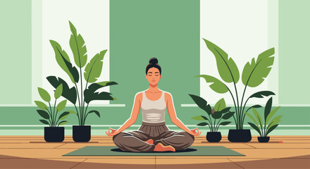 Find inner peace with mindful meditation at home surrounded by calming plants and soothing green tones for a wellness focused lifestyle