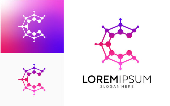 Technology logo design. Initial "C". Innovative, smart, and intelligent computer technology initial letter logo template.