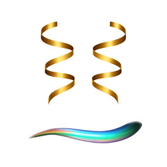 Golden Ribbons and Iridescent Swirl Abstract Art for Celebrations and Festive Occasions