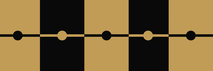 Abstract alternating black and gold vertical stripes with circles connected by a horizontal line